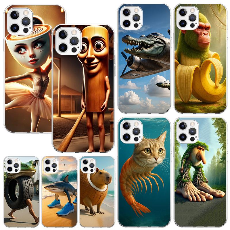 Italian Brainrot Animals Phone Case For Iphone 17 Air 16 15 Plus 16E 14 Pro Max 13 Mini 12 11 7 8 SE Fundas Soft Back Cover 17 A