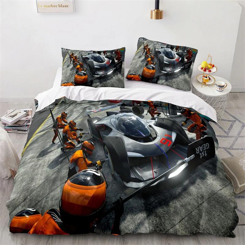 Sports Car King Queen Duvet Cover Cool Colorful Supercar Pattern Bedding Collection For Men Adult Race Car 23Pcs Polyester Quilt Cover