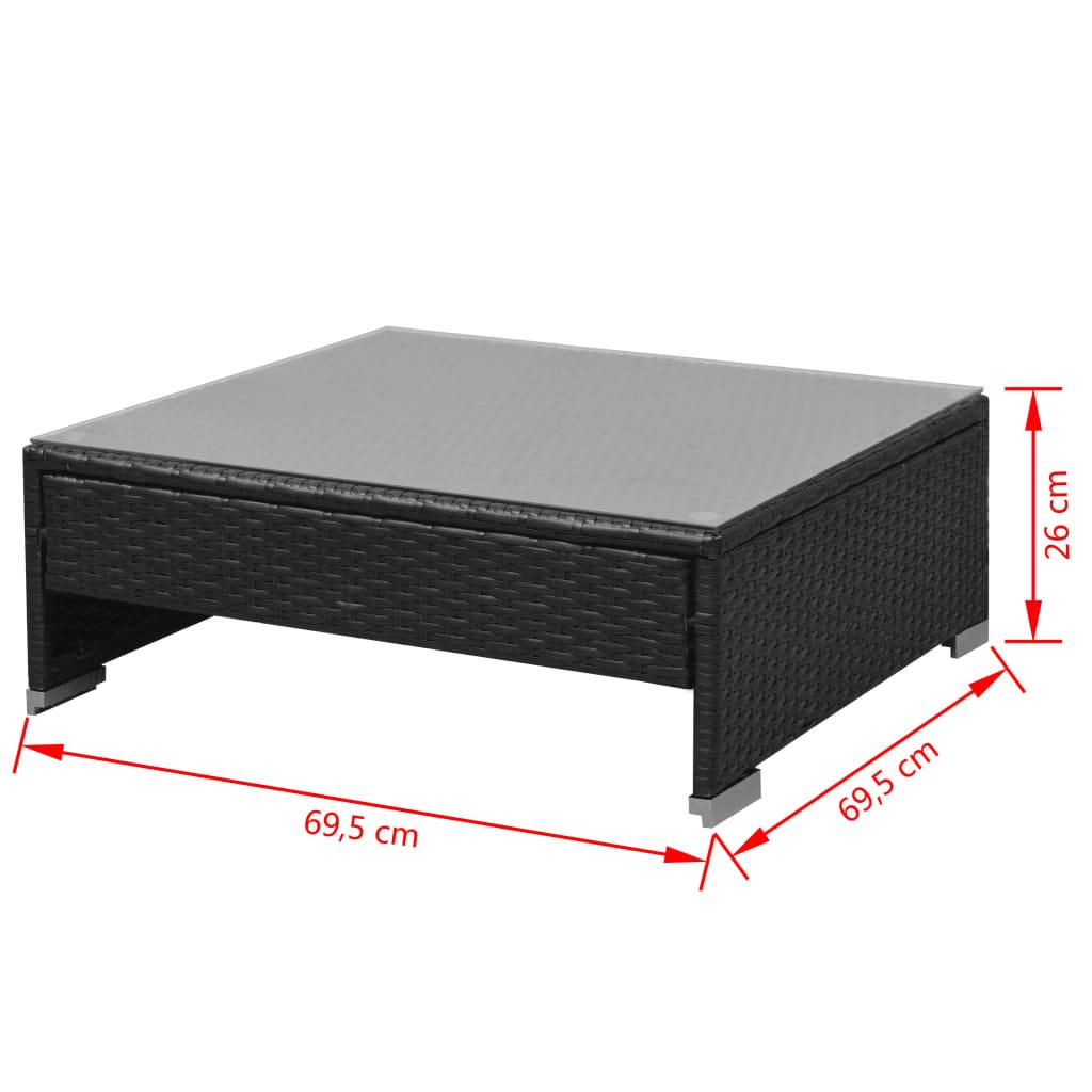 7 Piece Garden Lounge Set with Sun Canopy Poly Rattan Black