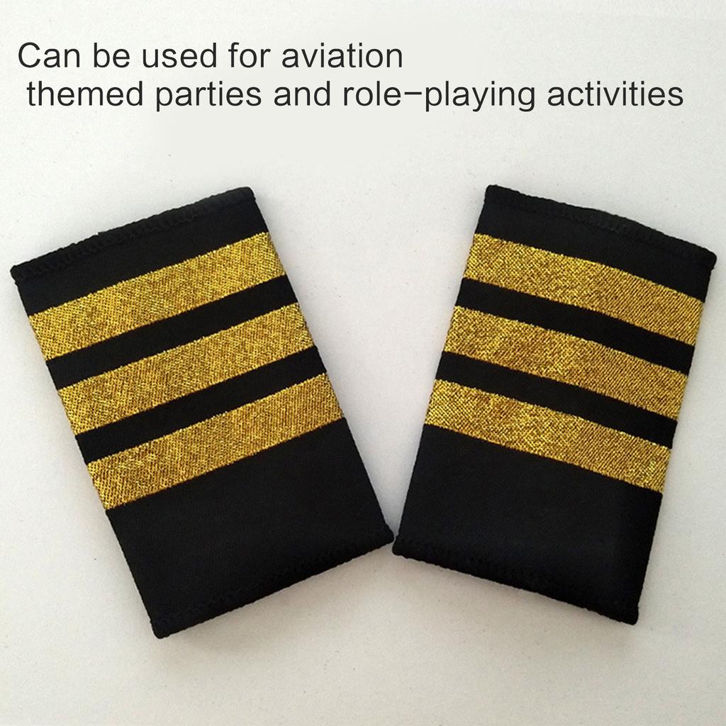 1Pair Professional Pilot Epaulets Aircraft Captain Uniform Accessories Epaulets Shoulder Epaulet for Cosplay Stage Shows