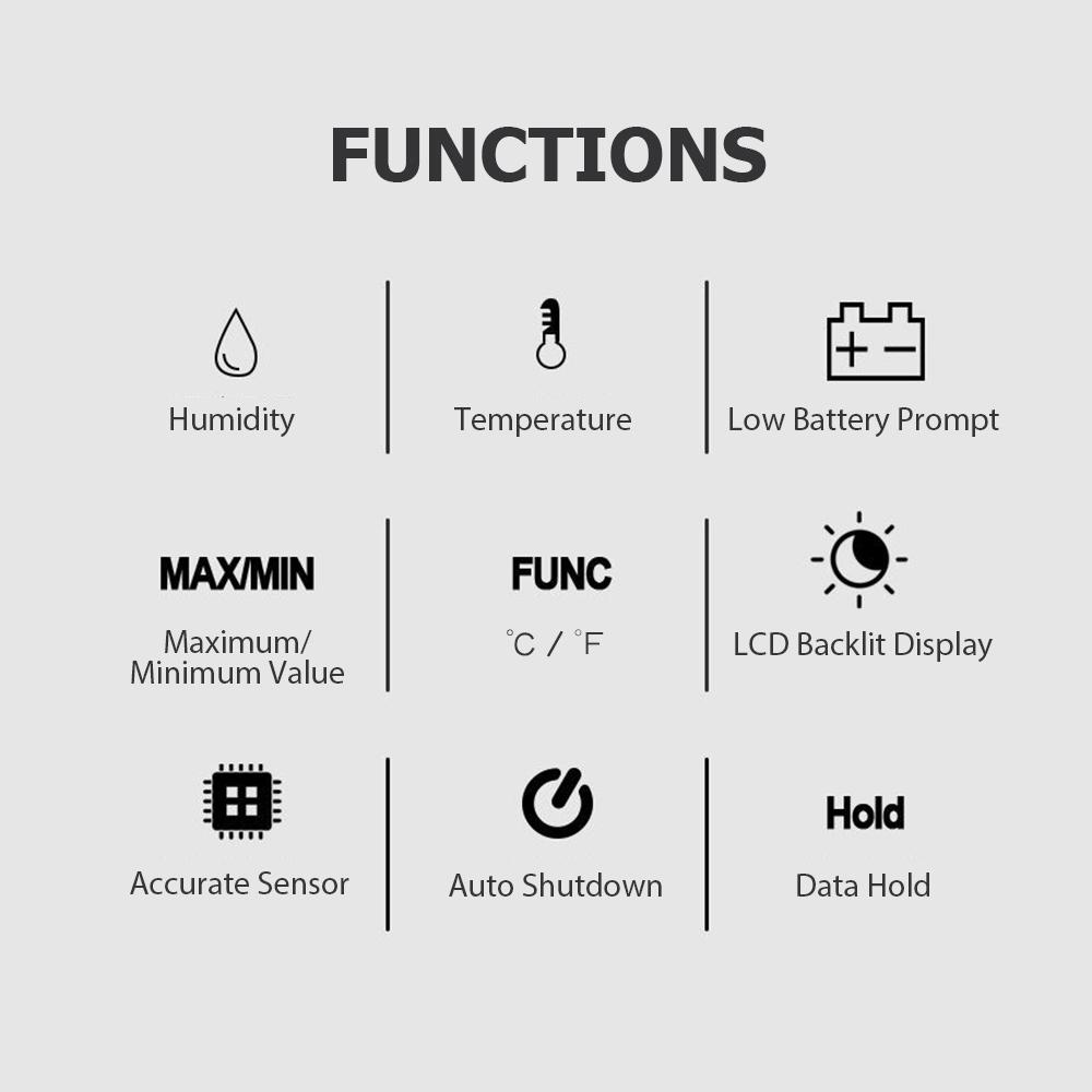 Kkmoon MY60T Измеритель температуры и влажности ЖК-дисплей Цифровой монитор температуры и влажности с подсветкой в ​​режиме реального времени/