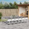 13 Piece Outdoor Dining Set with Cushions White Textilene