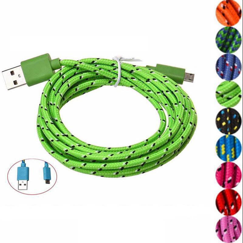 1м 2м 3м Нейлоновый плетеный Micro USB кабель-зарядка для Android iPhone телефона мобильного