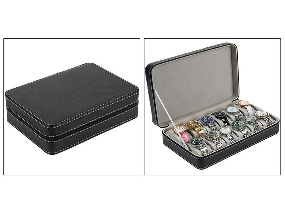 Портативная коробка для хранения на молнии из ПУ кожи для часов и ювелирных изделий, варианты на 6, 10 и 12 ячеек