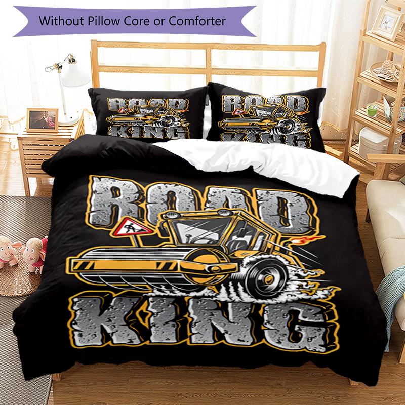 3pcs excavator Bedding Set Duvet Cover Closure Includes 1 Duvet Cover & 2 Pillowcases, Soft and Comfortable for All Seasons.