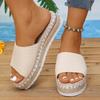 2024 Новые летние стильные тапочки из пеньковой веревки на толстой подошве с танкеткой для женщин, сандалии большого размера для женщин в одну линию