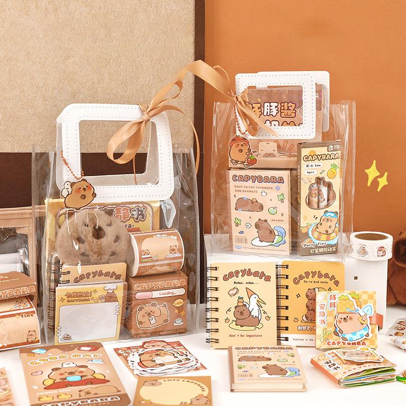 1 комплект канцелярских принадлежностей Kawaii Capybara, мультяшный милый набор канцелярских принадлежностей для сумок, офисные школьные принадлежности, канцелярские принадлежности для студентов, подарки на день рождения