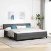 Box Spring Bed with Headboard Dark Grey 200 x 200 cm Fabric
