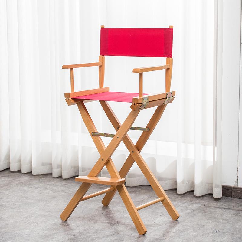 Складной стул режиссера из массива дерева с холщовой спинкой - Барный стул, для улицы, макияжа или рыбалки