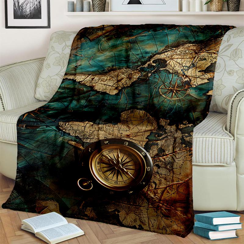 29 Style New Retro Marine Nautical Chart Compass Map Blanket,Soft Throw Blanket for Home Bedroom Bed Sofa Travel Office Cover