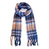 Soft Checked Fringed Scarf with Wool 40x210 Cm Woman