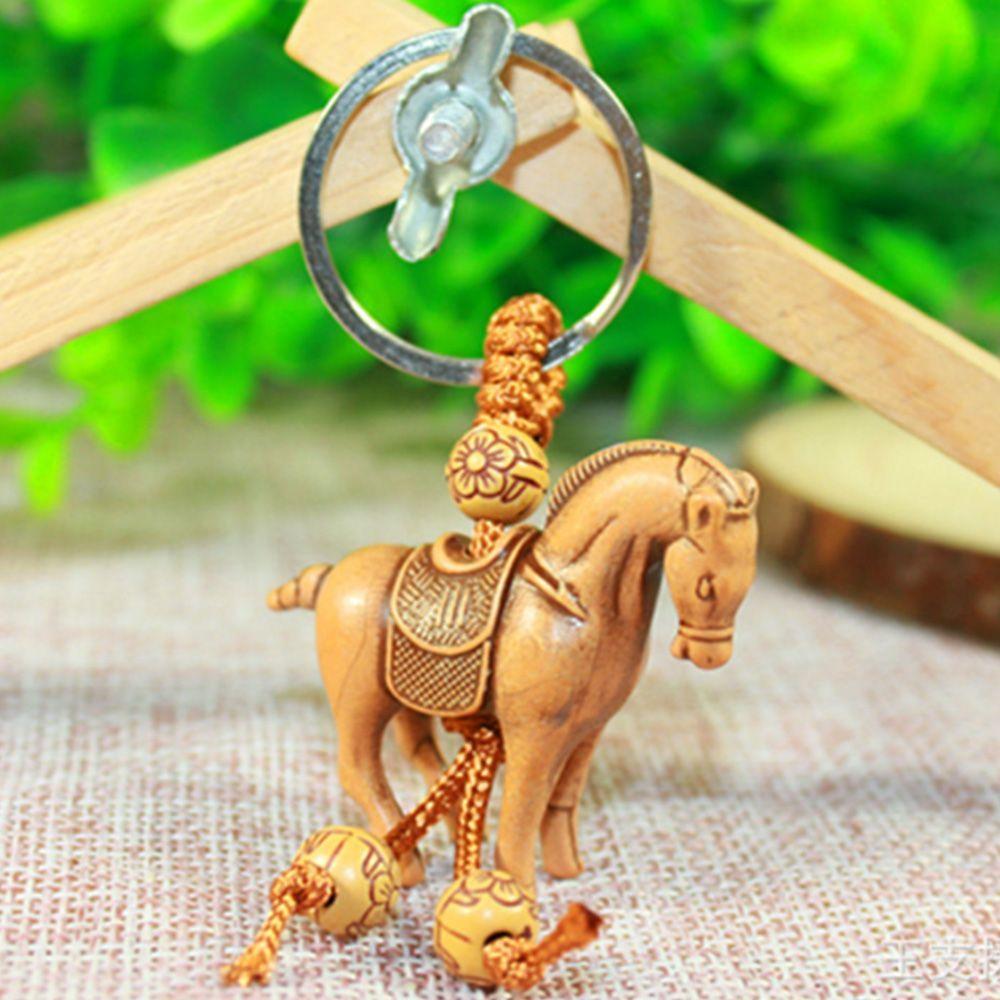 Accessorites Pendant Gift Wooden Carving Horse Elephant Keychain
