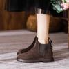 2024 Women's British-Style Frosted Genuine Leather Martin Boots - Mid-Heel, Flat-Bottomed, Short Boots for Autumn and Winter.