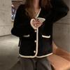 French Temperament Women's Clothing High-end Sense Elegant Celebrity Gold Silk Edge Imitation Mink Velvet Knitted Cardigan Women's Autumn and Winter