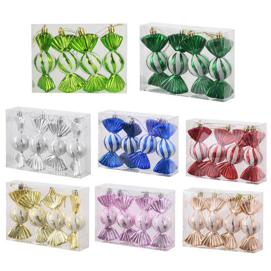 4 Pcs Christmas Candy Decorations Glitter Hanging Candy Ornaments Brightly Colored Candy Pendant for Xmas Tree Party Decor