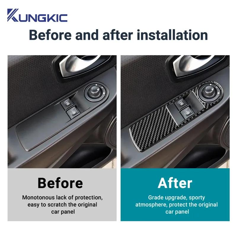 Real Soft Carbon Fiber Sticker LHD RHD For Renault Clio 3 2013 2014 2015 2016 2017 2018 Car Front Window Lift Frame Interior