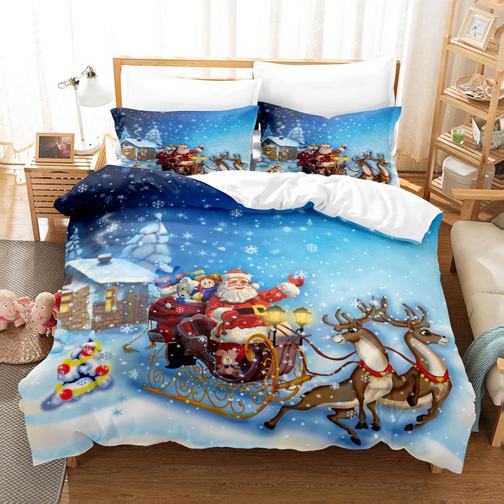 3D Рождественский Постельный Комплект Кинг Квин Размер Пододеяльник Наволочка 2/3шт С Новым Годом Комплект Чехлов Домашний Подарок