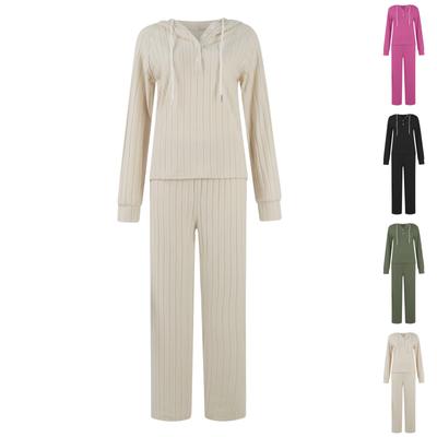 Женская футболка с длинным рукавом и капюшоном на пуговицах, повседневные модные брюки, комплект домашней одежды