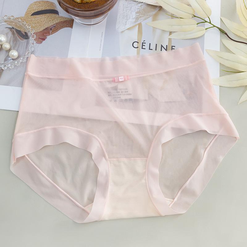 Нижнее белье для женщин Шелковые трусики-трусы Ice Silk No Hip Clip No Trace Lingerie Triangle Mid Талия Размер Большие трусики