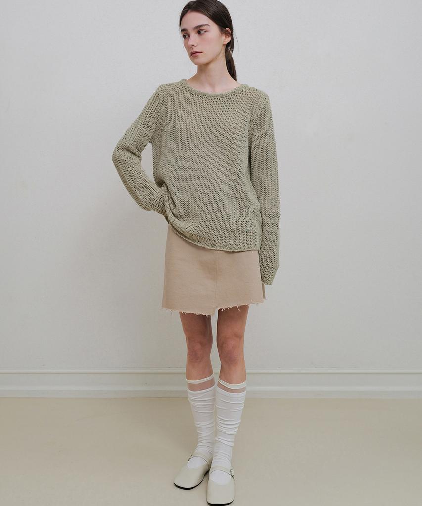Annies Cotton Twill Mini Skirt (Beige)