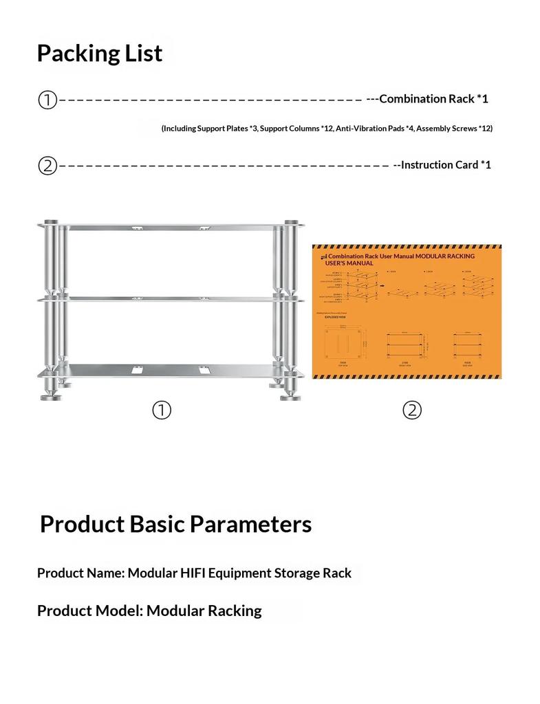 FiiO Modular Racking Desktop HiFi Equipment Shelf, Split Rack for CD Player, DAC and Amplifier