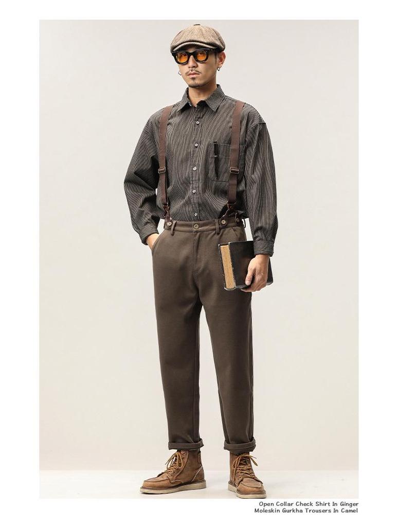 Мужские шерстяные свободные повседневные брюки в стиле ретро в британском стиле панк - комбинезон Four Seasons Trendy