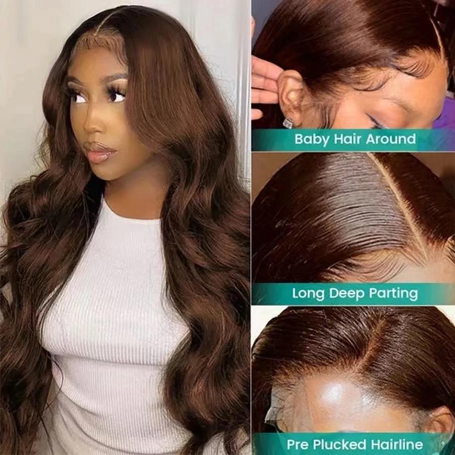 Front lace wig cover, hot-selling long curly hair big wave light gold lace wig cover in stock