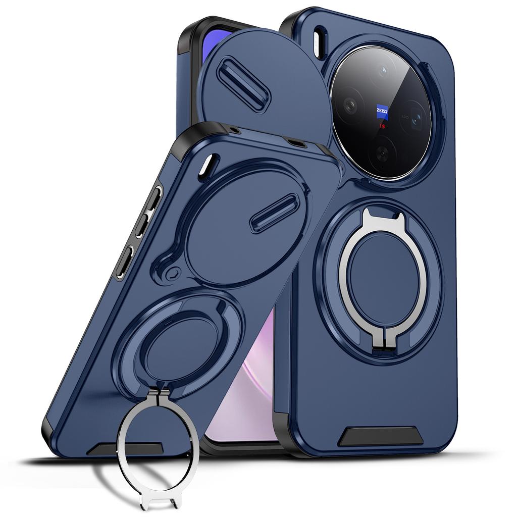 Магнитное кольцо-подставка Ударопрочный чехол для телефона Для VIVO X300 Pro 5G Слайдер Защита объектива камеры ТПУ рамка Жесткая пластиковая крышка Fundas
