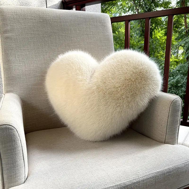 Подушка Love Plush Throw, простая, бытовая, креативная, имитация меха лисы, легкая, роскошная, имитация меха, диванная подушка, поясничная подушка для девочки