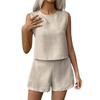 Women's Fashion Solid Color Sleeveless Vest Shorts Casual Two Piece Set