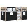 Bunk Bed with Curtains White & Black 80 x 200 cm Pine Wood