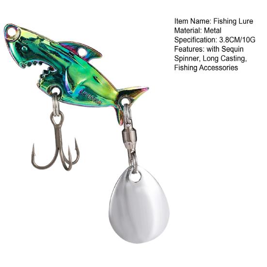 3.8CM/10G Металлическая приманка для ловли акулы с тройными крючками Spinner Sequin, искусственная жесткая приманка для дальнего заброса, ловля пресноводной соленой форели и окуня