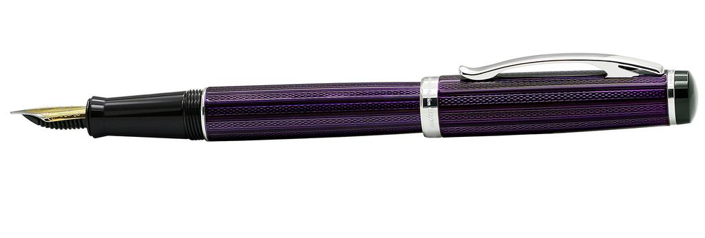 Xezo Incognito Fountain Fine Purple Layered Pure Platinum Limited Serialized Pen, Point, Lacquer, Plating, Handmade, Edition,