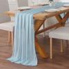 Solid Color Table Runner Elegant Romantic Sheer Tulle Long Rectangle Machine Washable Wedding Bridal Shower Party Dining Table Cover Kitchen Supplies
