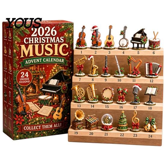 Unique Holiday Souvenir Christmas Music Advent Calendar 2026, 24 Mini Musical Instrument Theme Ornaments Countdown Calendar, Musician Gift for Lovers