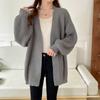 V Neck Loose Casual Cardigan Long Sweater Knitted Women Jacket Autumn and Winter Simple Solid Color Versatile Button Fashion Elegant Long Sleeve Coats