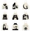 1 Pack Black Cat Pattern Men and Women Suitable for Home Dinner Kitchen Cooking Apron Cleaning Apron Anti-fouling