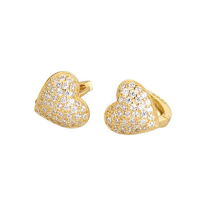 Fashion Versatile Cubic Zirconia Brass Earring Elegant Heart Shape Korean Decoration Women Hugging Earring Jewelry Heart Earring