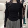 Нижняя рубашка женская осень и зима новая высококачественная полированная круглая горловина облегающая футболка с длинными рукавами верхняя часть