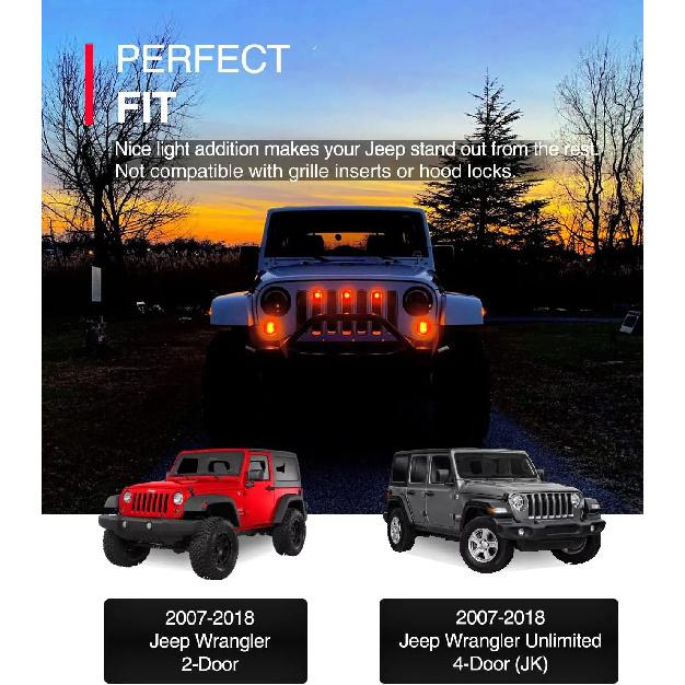 YMT Pre-Runner LED Grille Light Bar Kit for 2007-2018 Jeep Wrangler JK 2-Door/Unlimited 4-Door (JK), Plug & Play Waterproof