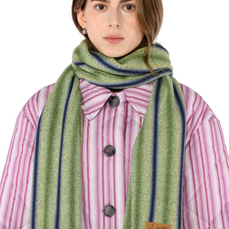 Письма Шина D.Глушитель №14 _ Зеленый полосатый большой шарф