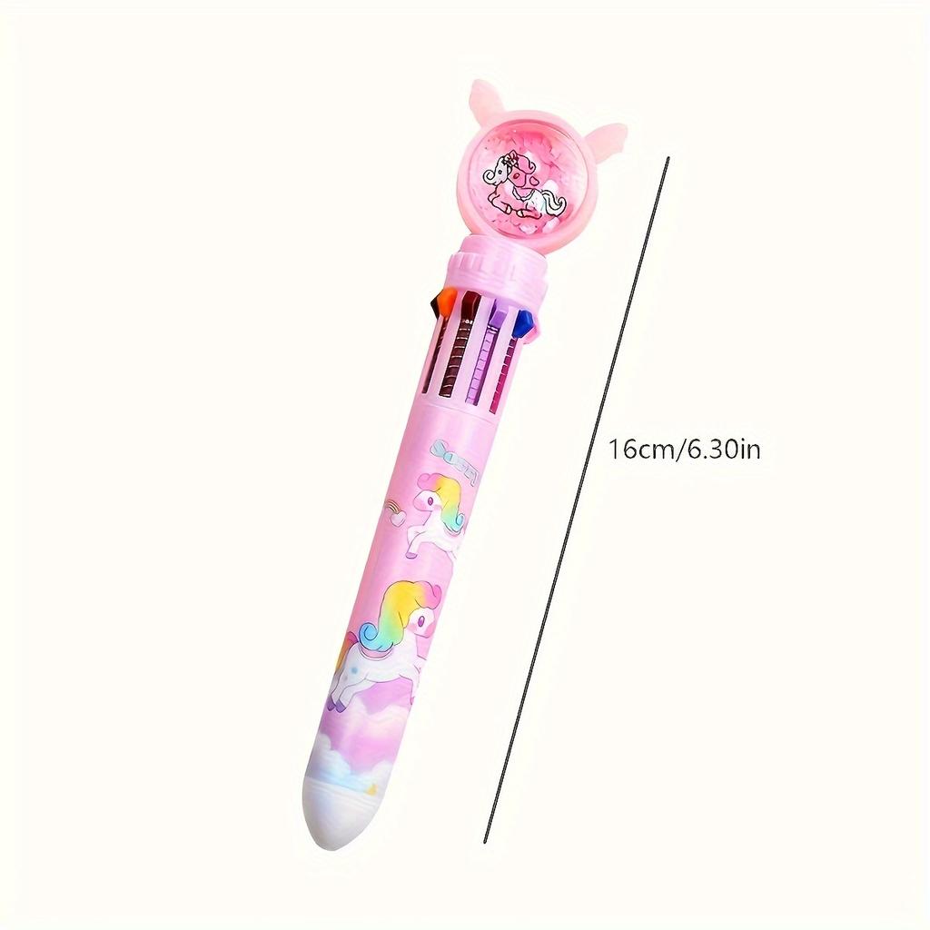 Шариковая ручка Rainbow Unicorn 10-цветная - неожиданный цвет, идеально подходит для ведения дневника и рисования