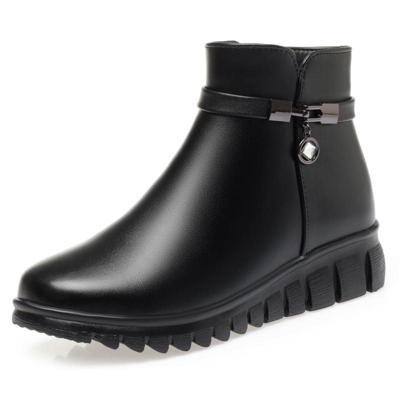 Женские зимние ботинки, зимние теплые женские ботильоны на танкетке, нескользящая обувь большого размера, ботинки