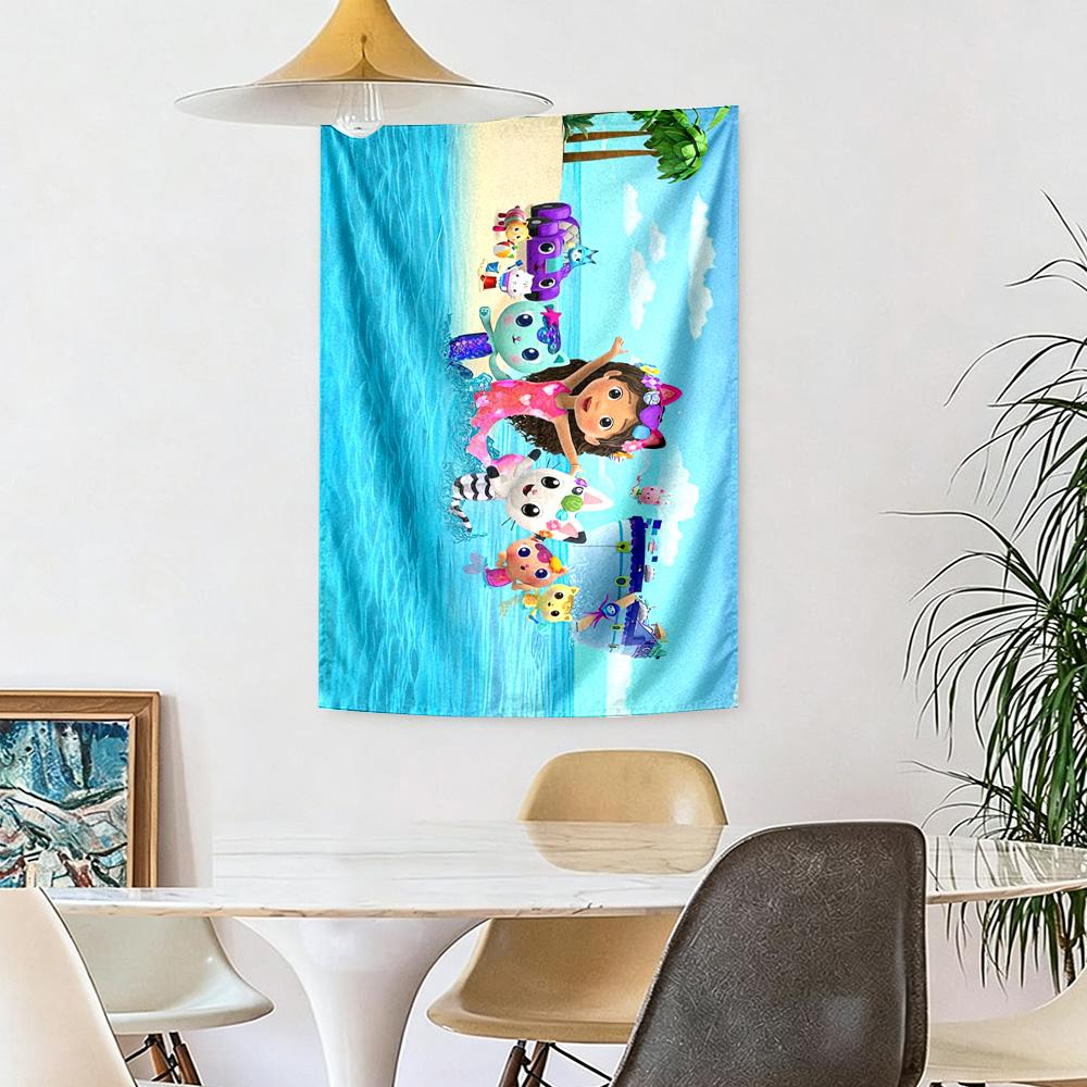 Cartoon Cute Gabbys5 Wall Decor Tapestry Art For Pet Memorial Birthdaywedding Party Backdrop Family Gift