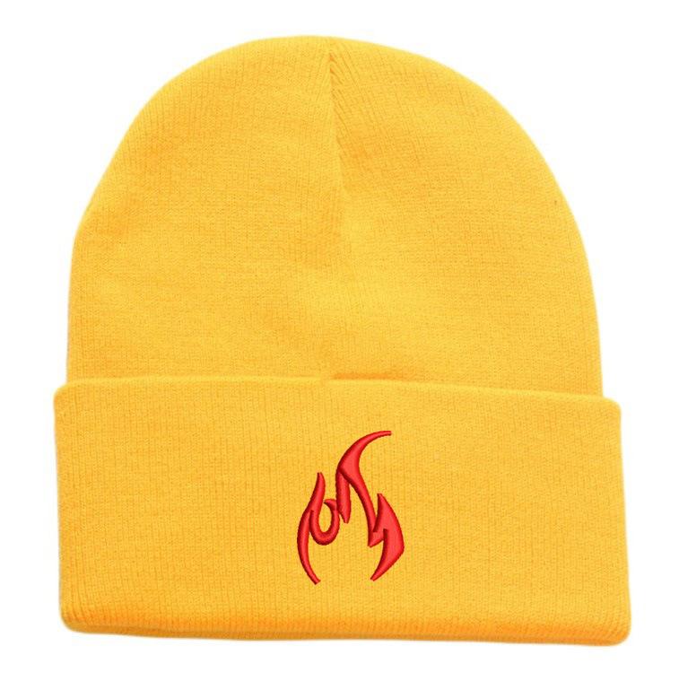 New flame embroidered knitted hat for men and women wool hat