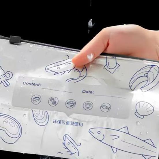 30/60/90Pcs Aluminum Foil Sealable Storage Bags Reusable Leakproof Vacuum Pouches with Label Zip Lock Food Grade Vegetable Fruit Meat Sealing Bag