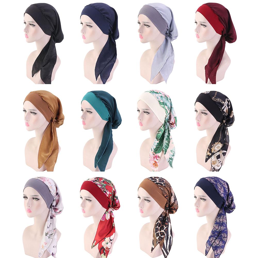 Adjustable Headwear Printed Pre-Tied Hair Loss Hat Cancer Head Scarf Chemo Pirate Cap Muslim Turban