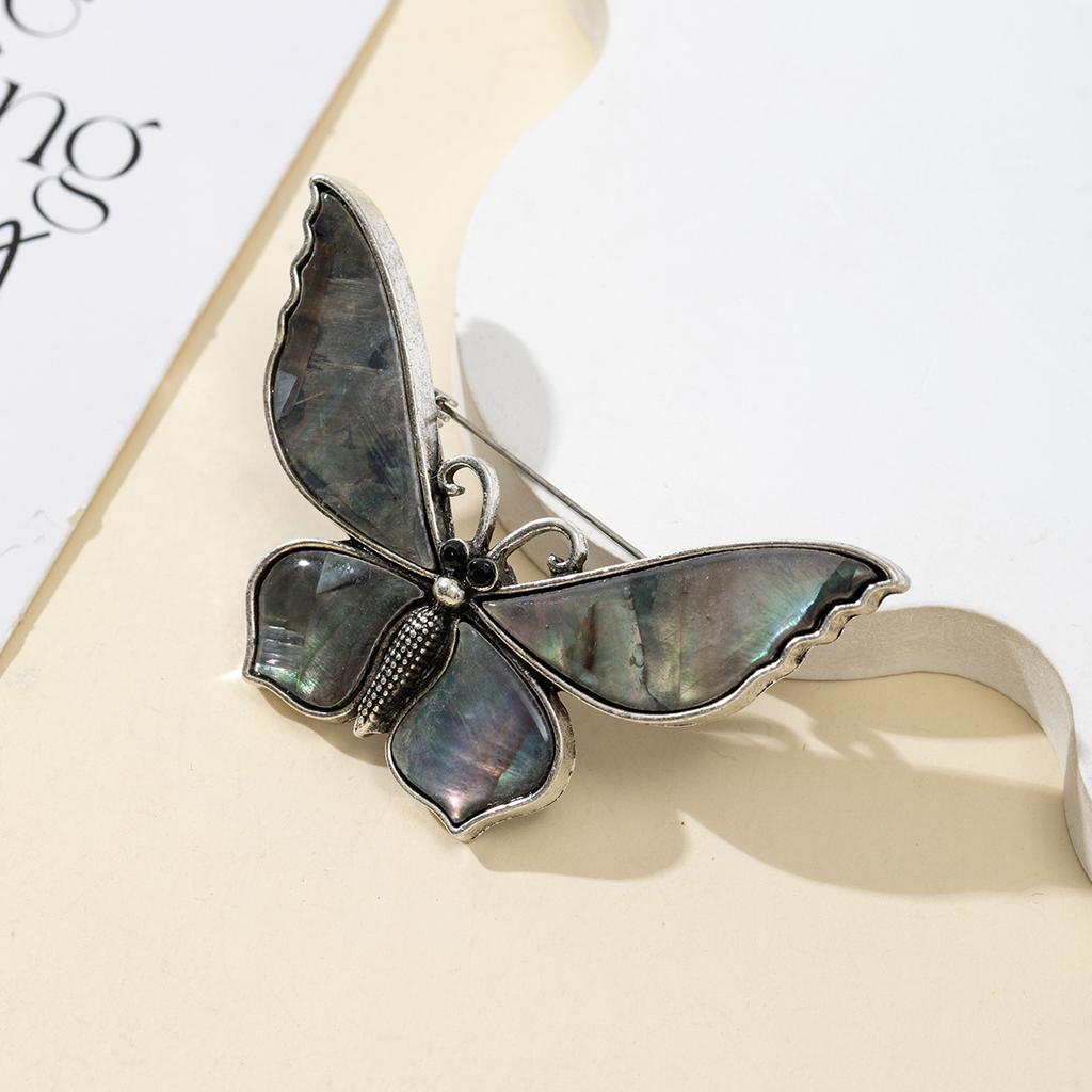 1Pc, Handmade Natural Shell Butterfly Brooch Pin | Elegant Vintage Colour Jewelry Accessories, Women's Gifts, Unique Mother's Day, Easter Supplies