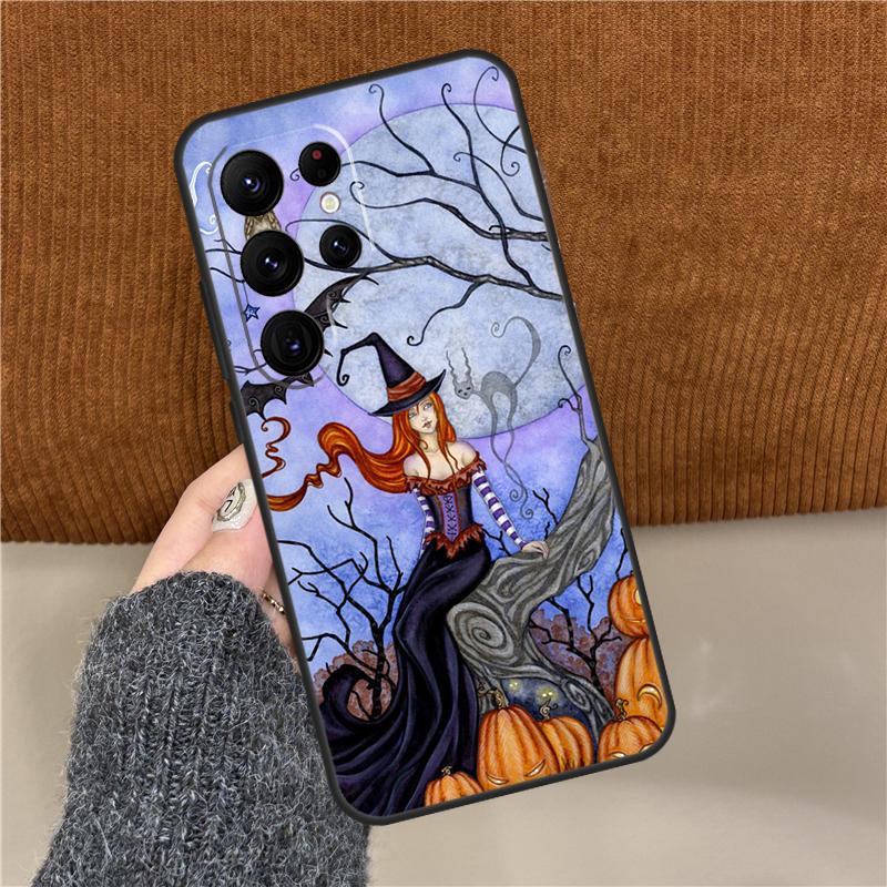 Чехол для телефона с рисунком 'Девочка-ведьма на Хэллоуин' для Samsung Galaxy S25 Ultra S9 S10 S20 S21 S22 Plus S24 FE S23 Ultra Задняя крышка