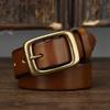 3.3CM Men's Genuine Leather Belt Luxury Designer Brass Pin Buckle Belts Pure Cowskin Vintage Strap Male Jeans for Man Women
